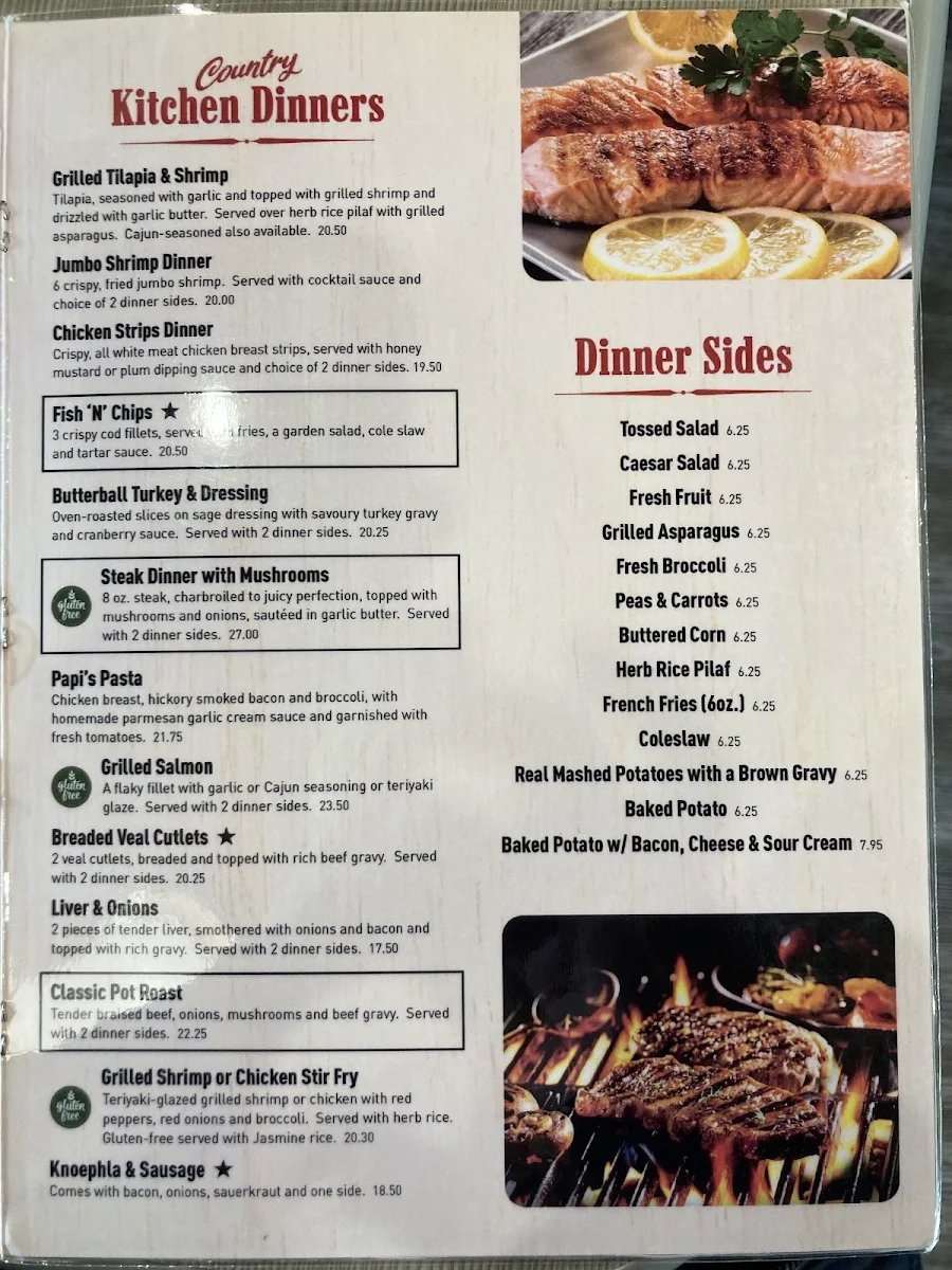 Menu, Papi's Country Kitchen