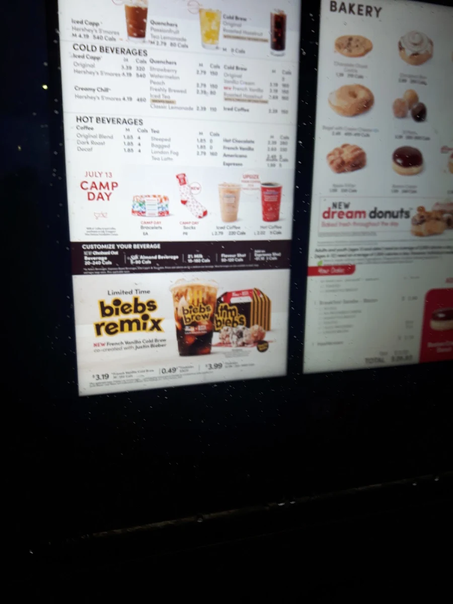 Menu, Tim Hortons