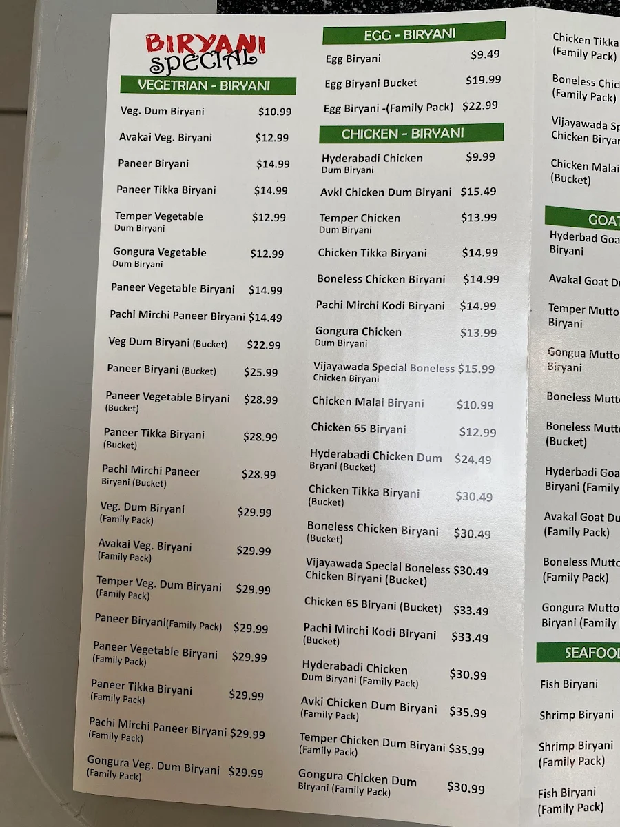 Menu, Appasamy Indian Restaurant