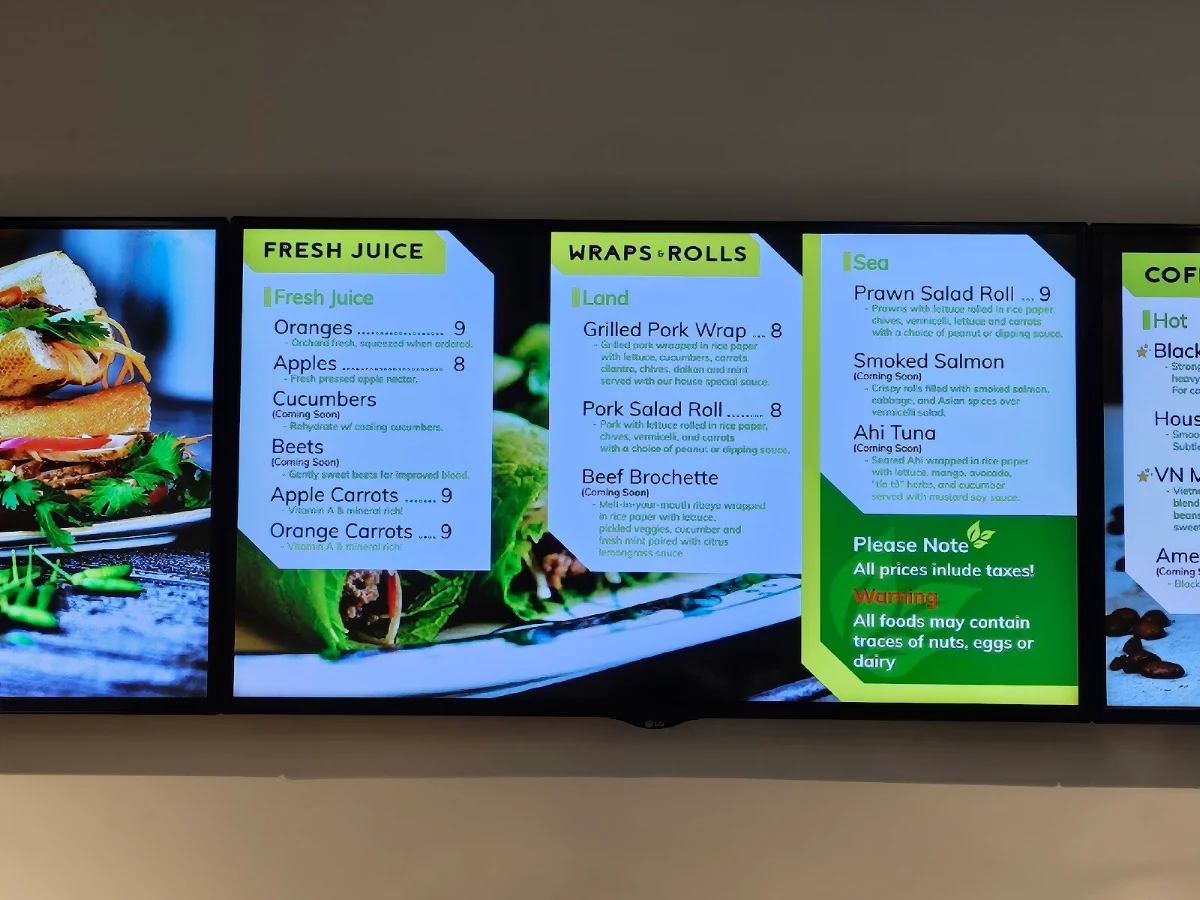 Menu, Minh Sandwiches