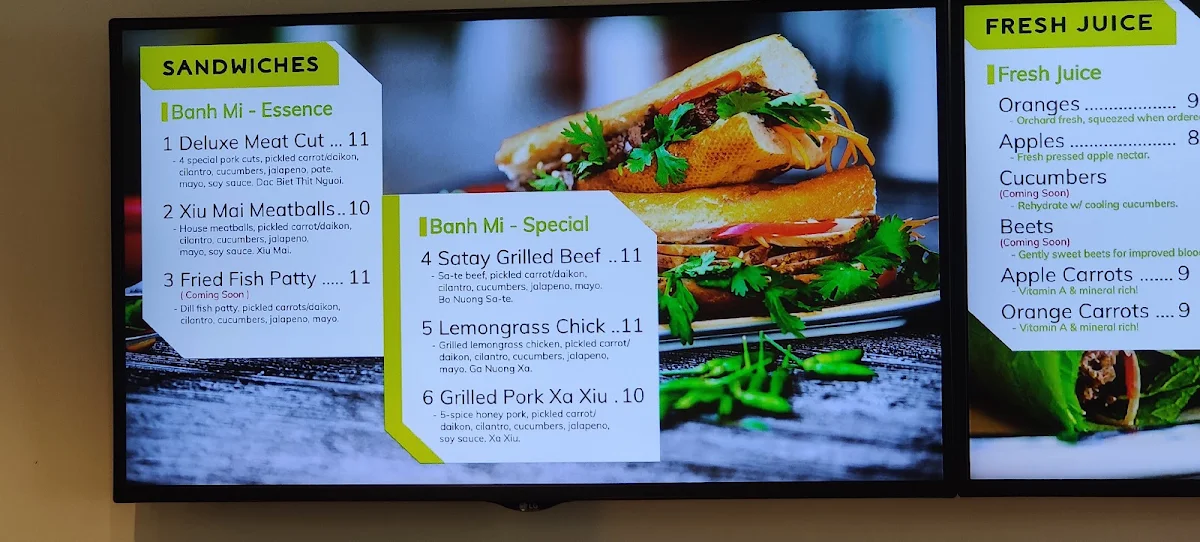 Menu, Minh Sandwiches