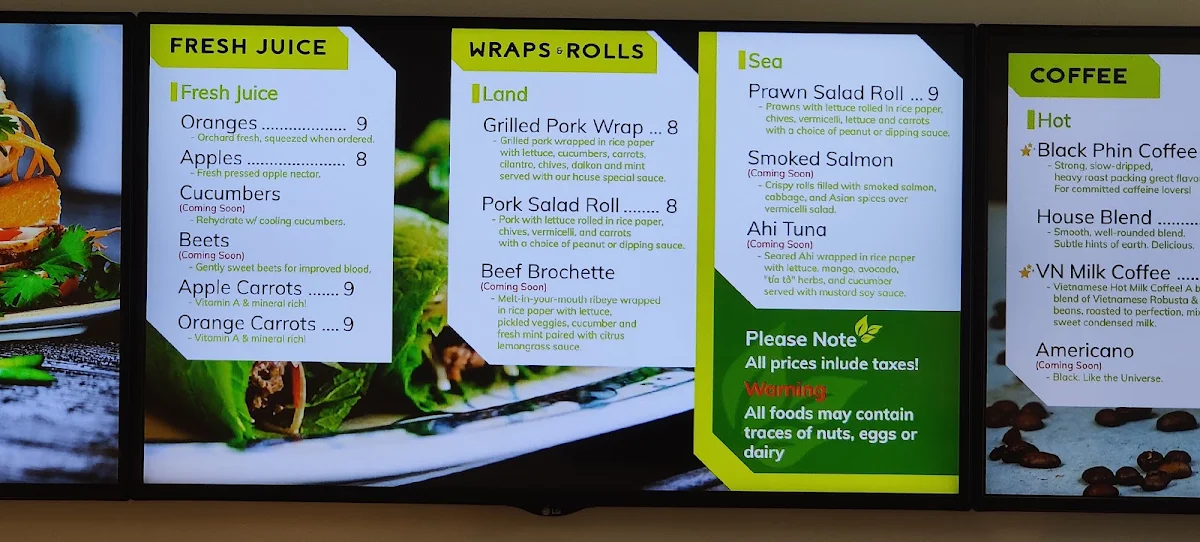 Menu, Minh Sandwiches