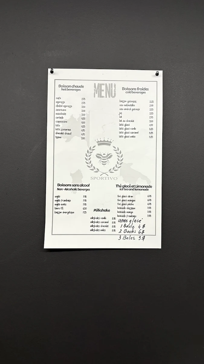 Menu, Bar Sportivo