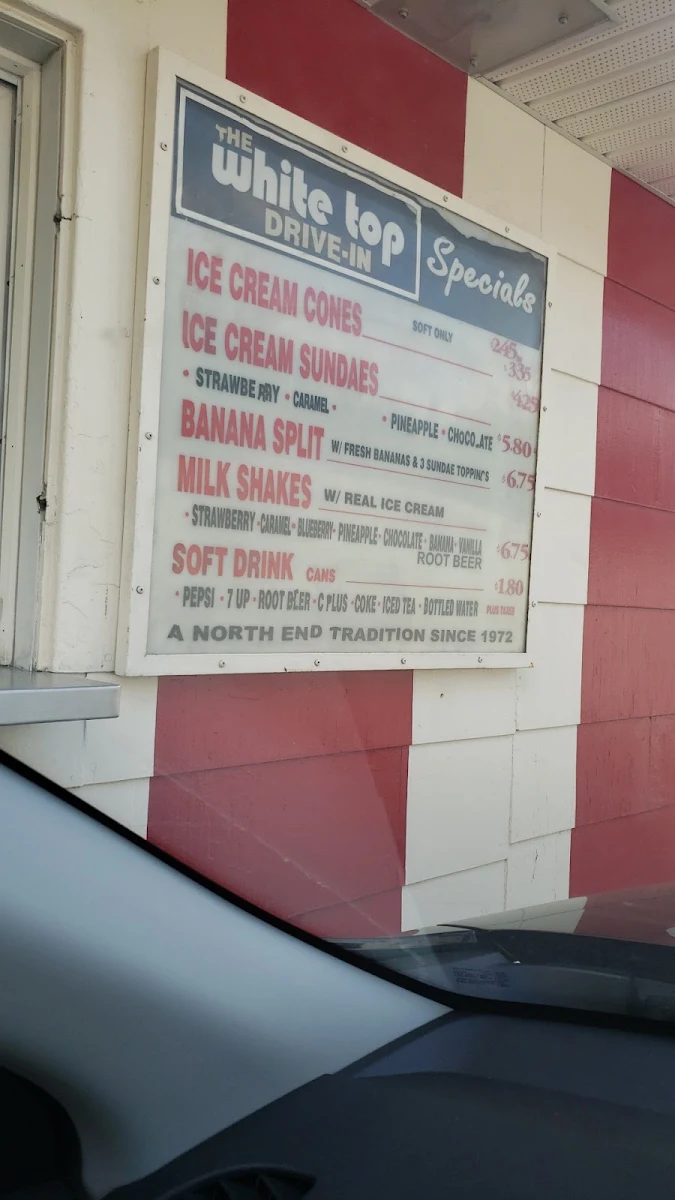 Menu, The White Top Drive In (North)