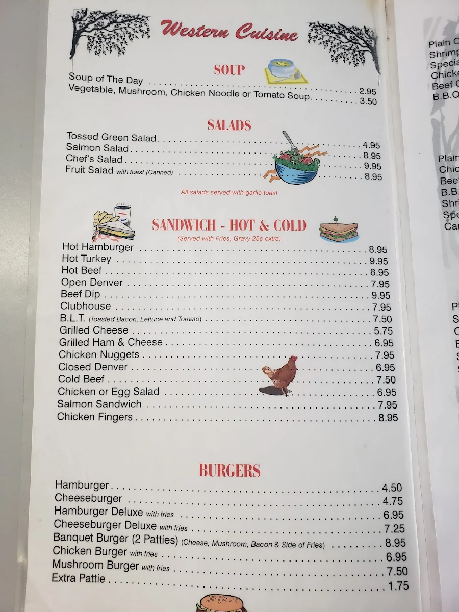 Menu, Alix-Gator Inn