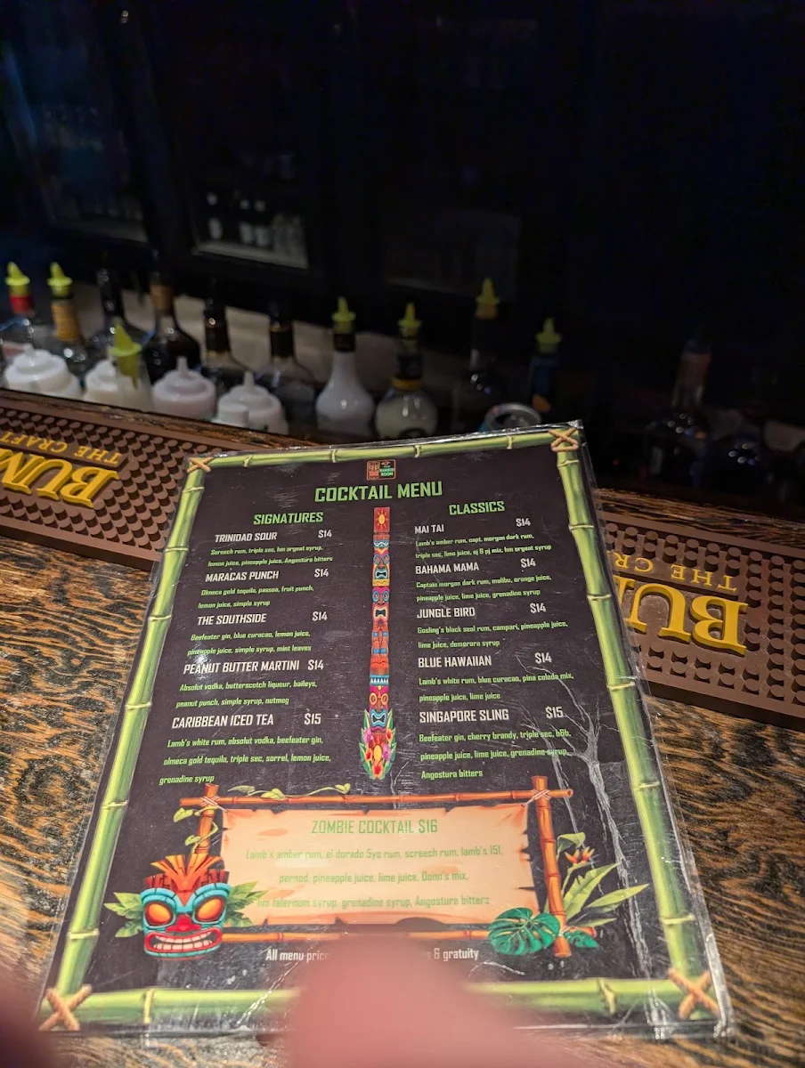 Menu, The Bamboo Room