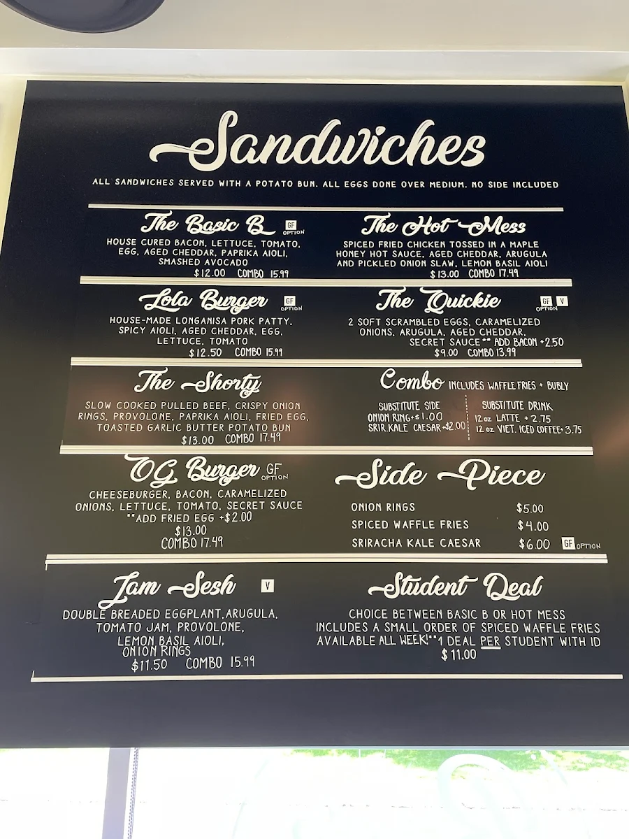 Menu, Bro'Kin Yolk Express