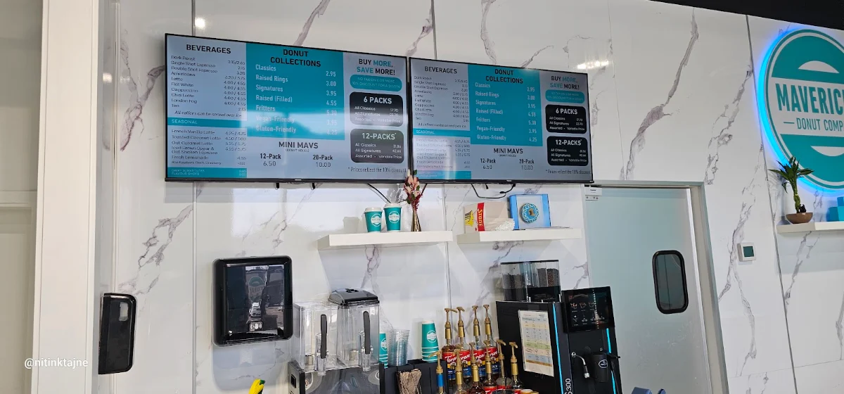 Menu, Maverick's Donuts, Windsor