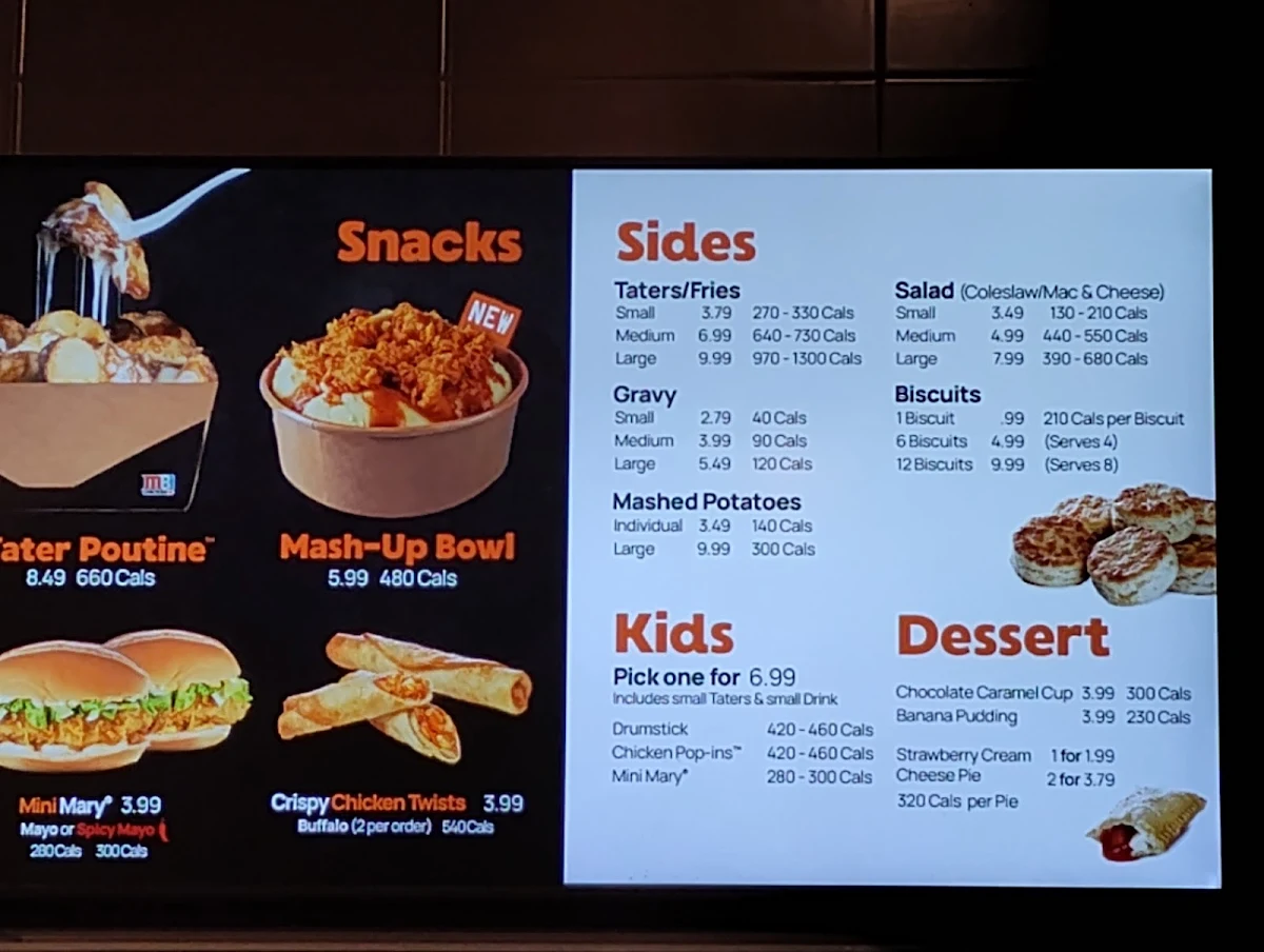 Menu, Mary Brown's Chicken