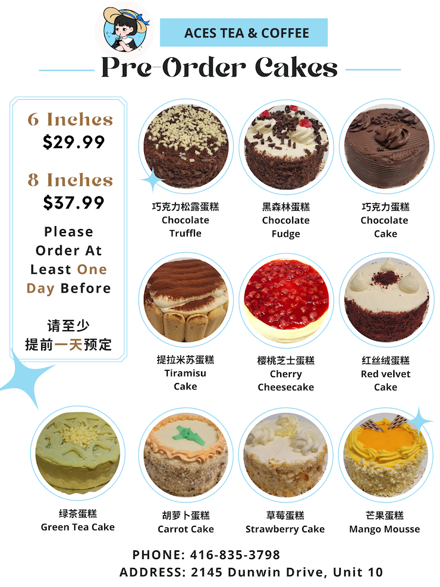 Menu, Aces Tea Shop