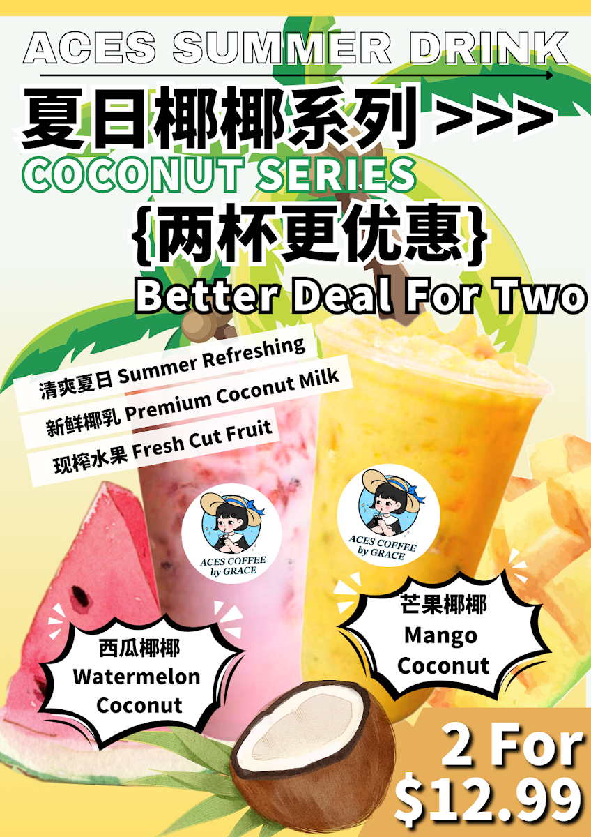 Menu, Aces Tea Shop