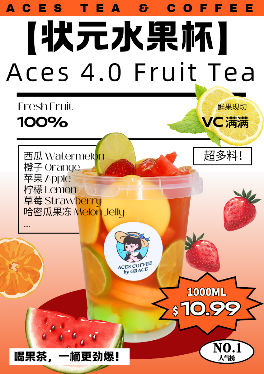 Menu, Aces Tea Shop