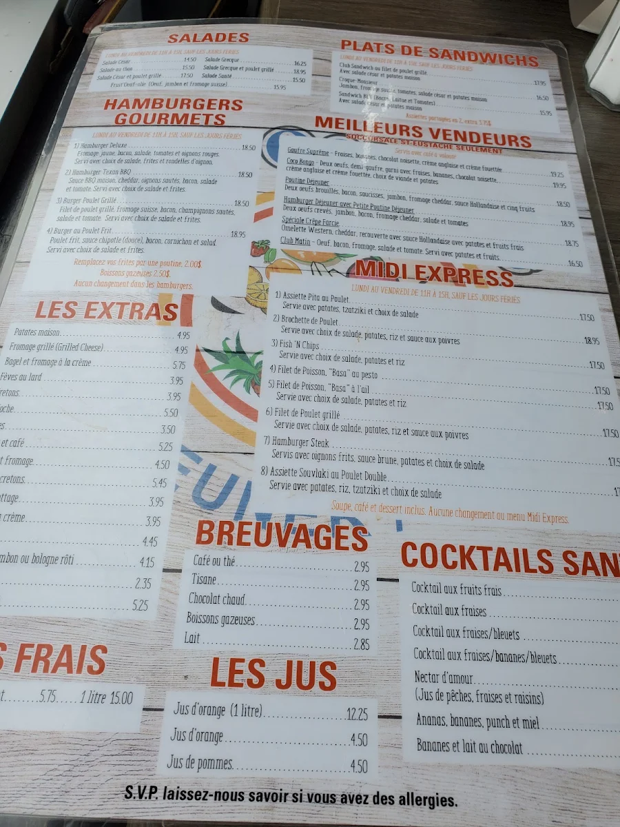 Menu, Petinos Saint-Eustache