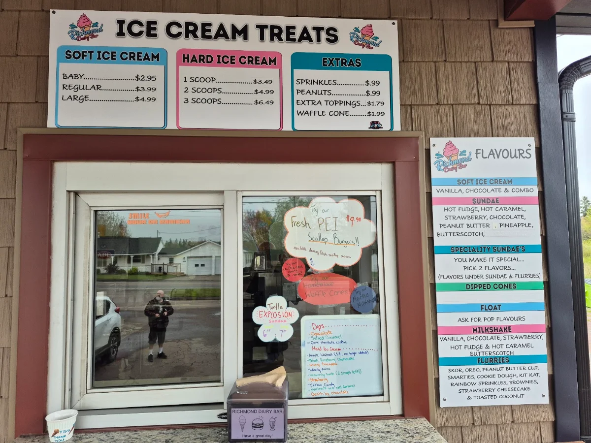 Menu, Richmond Dairy Bar