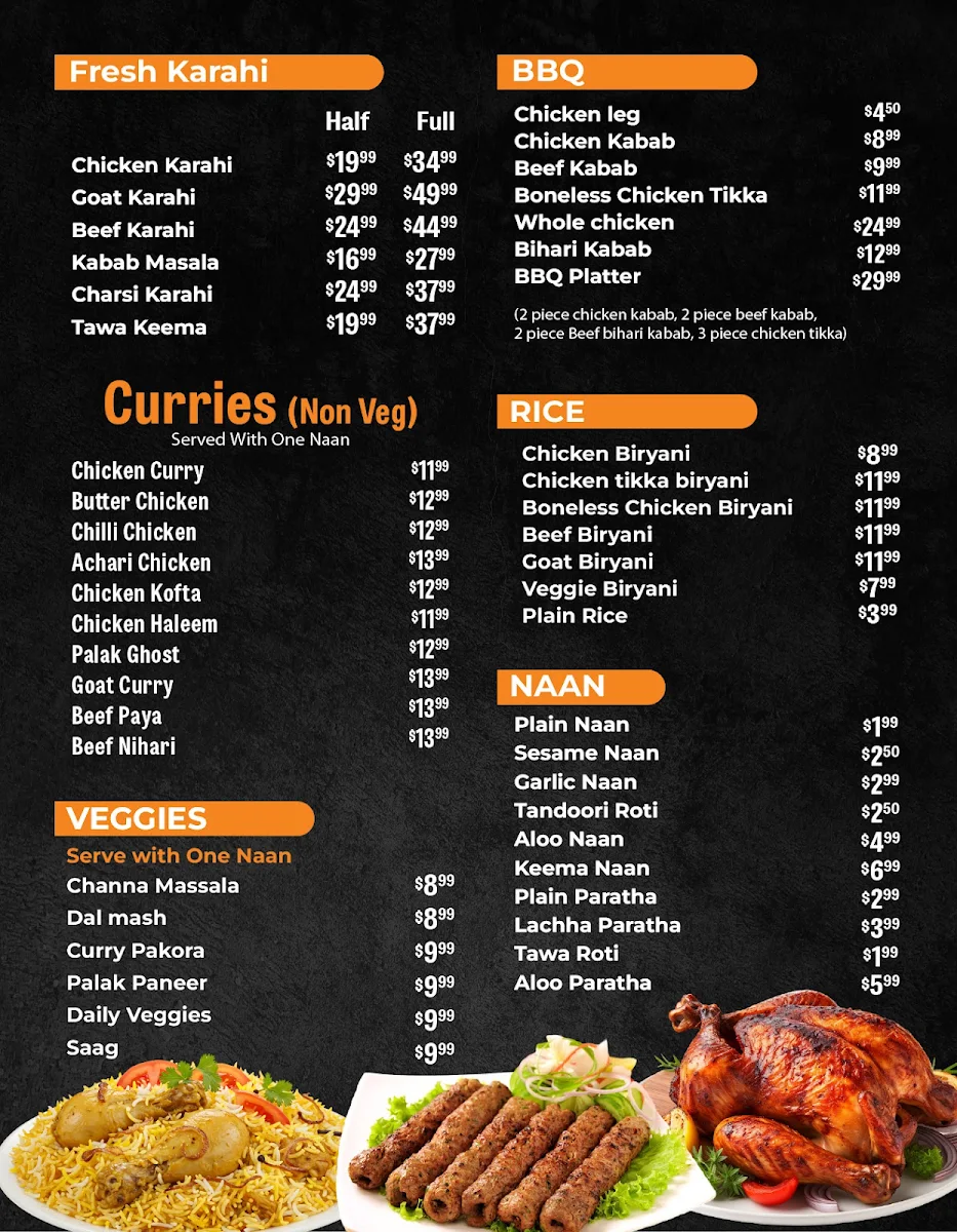 Menu, Lahori Xpress