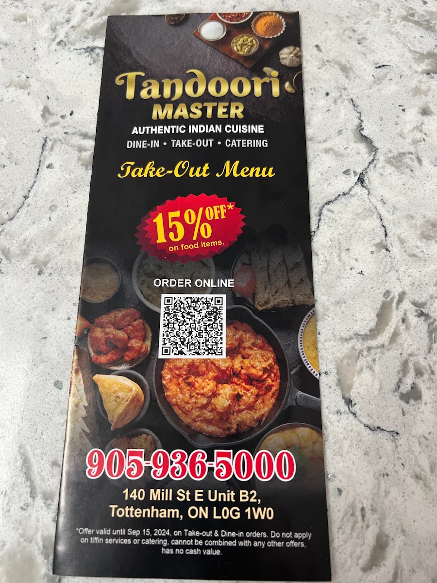 Menu, Tandoori Master