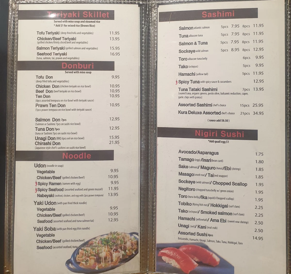 Menu, Sushi Wara