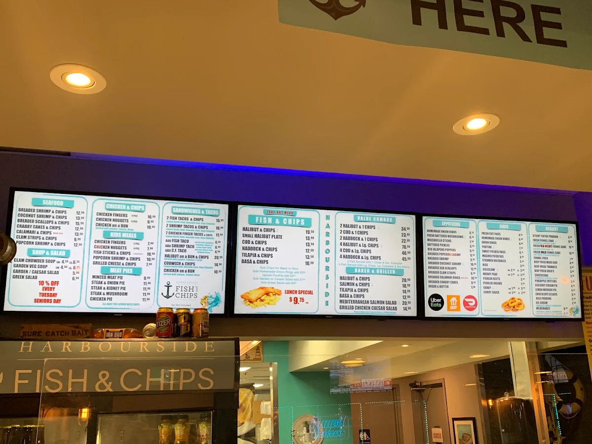 Menu, Harbourside Fish And Chips