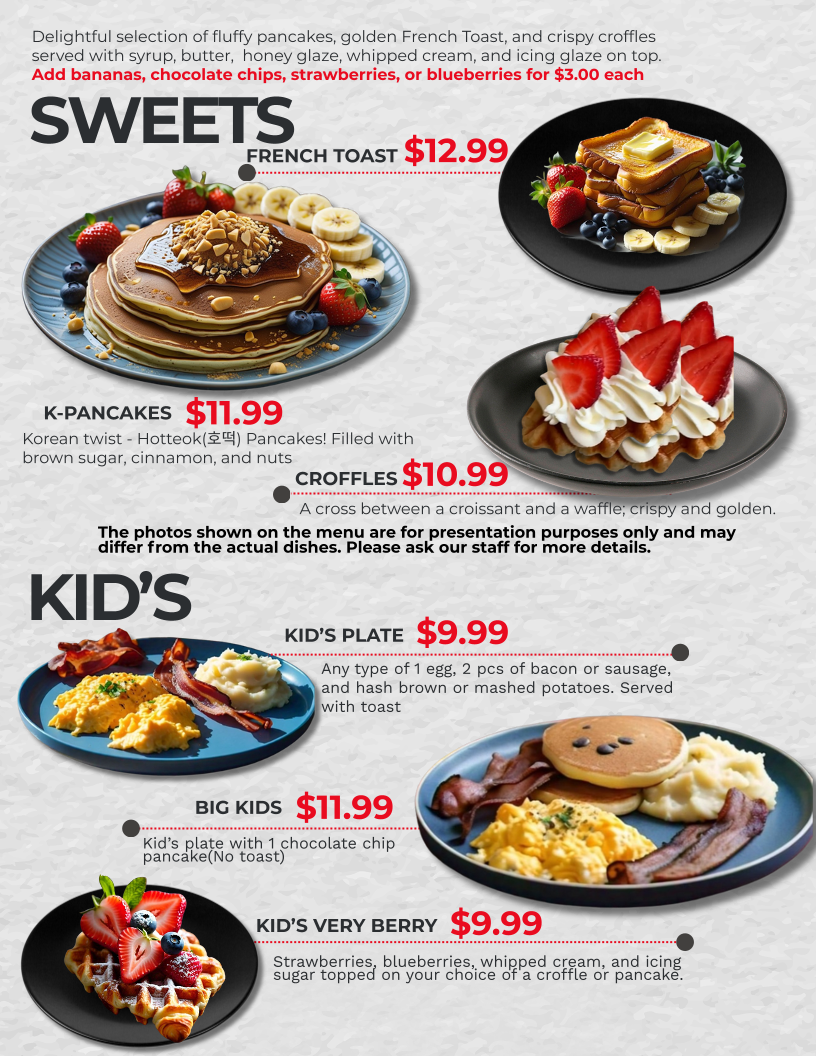 Menu, Eggs Morning Brunch