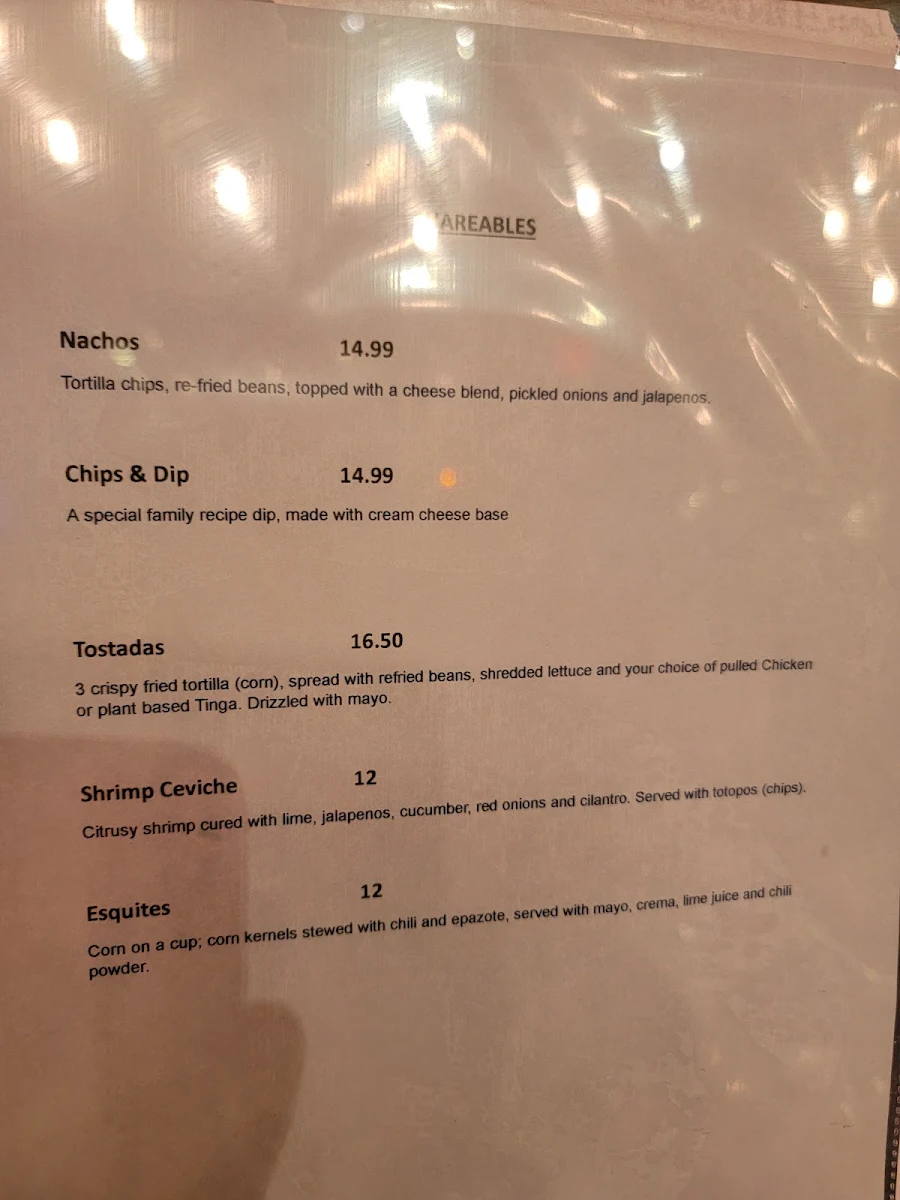 Menu, Casa Toro 88
