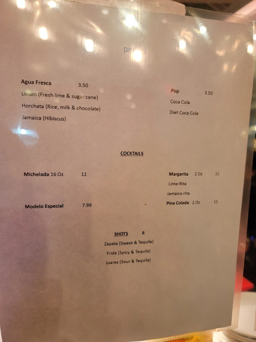 Menu, Casa Toro 88