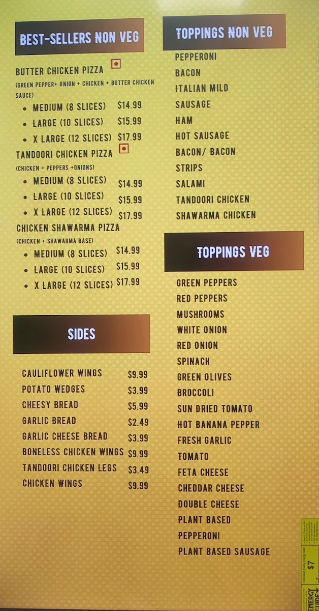 Menu, Crispy Slice Pizza