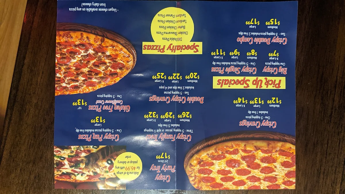 Menu, Crispy Slice Pizza