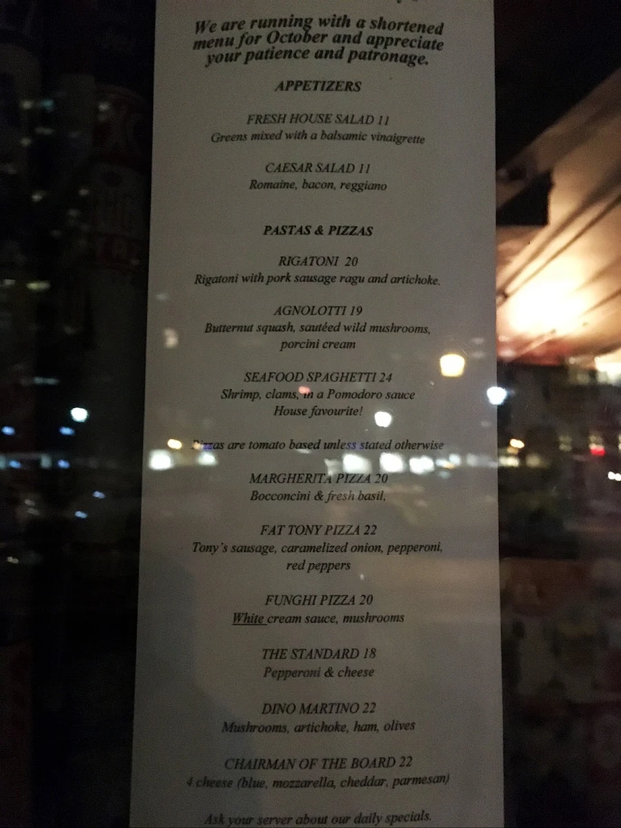 Menu, Uncle Tony's