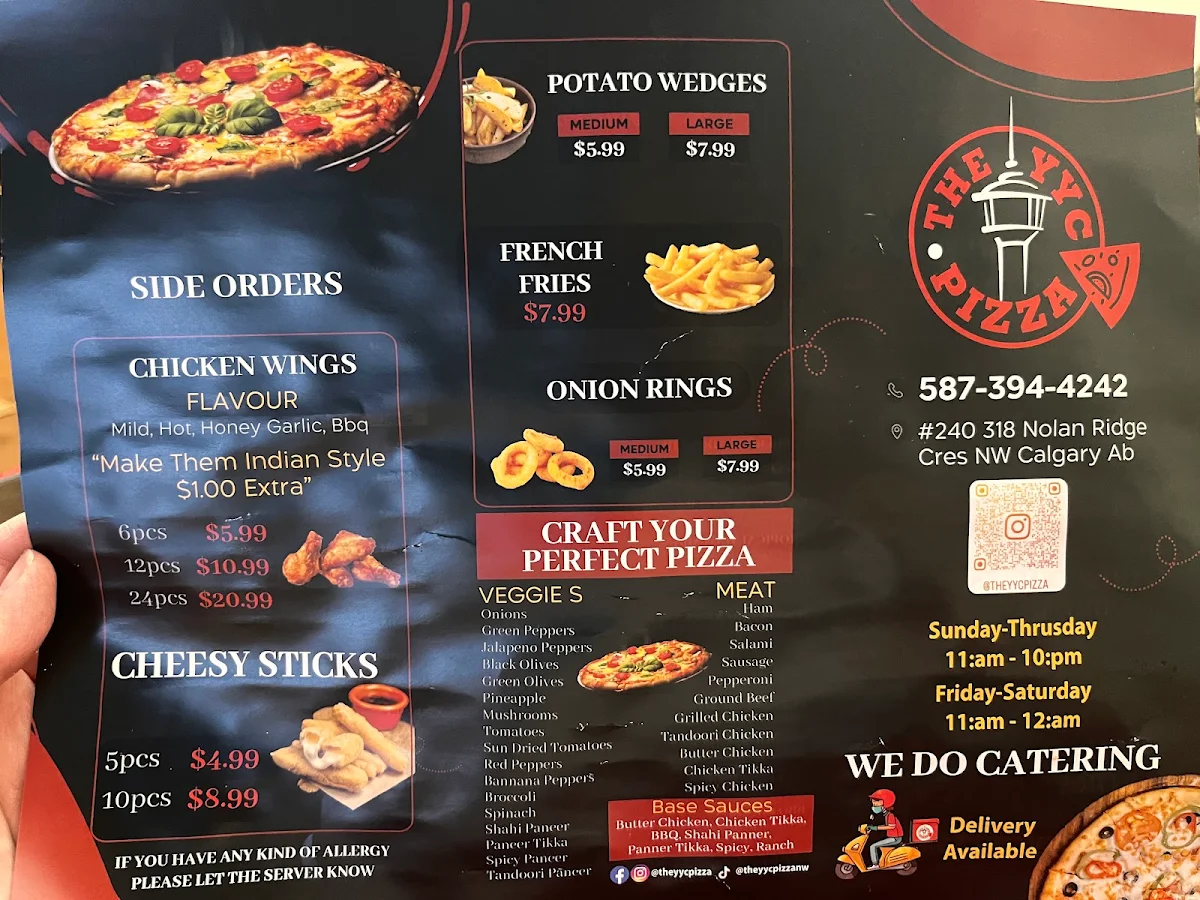 Menu, THE YYC PIZZA (YYC PIZZA)