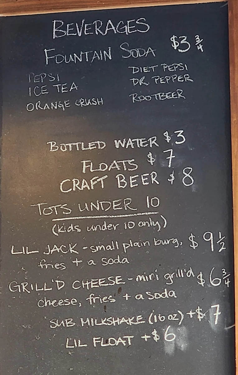 Menu, Jack's Burger Shack