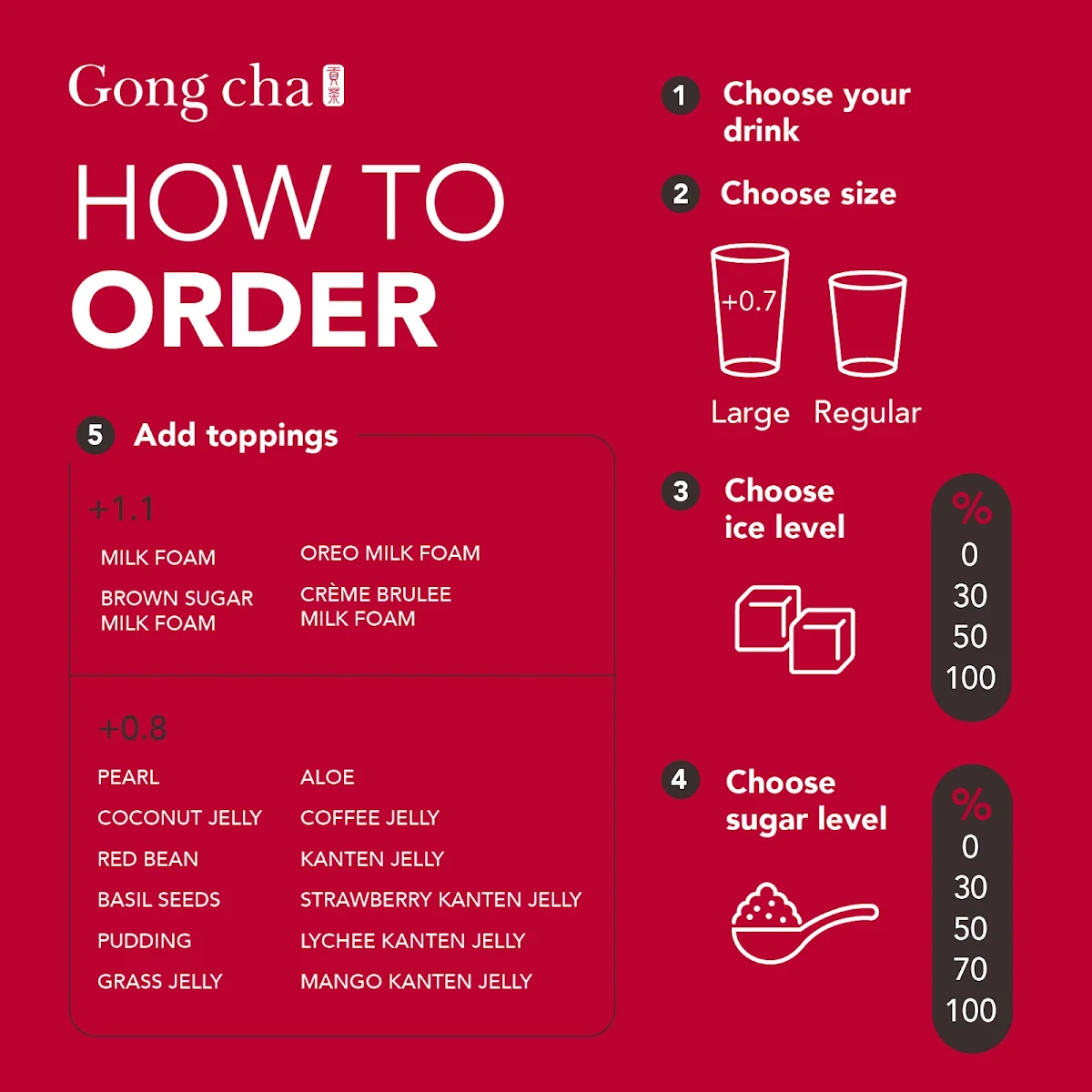 Menu, Gong cha and Arirang Hotdog Wilson