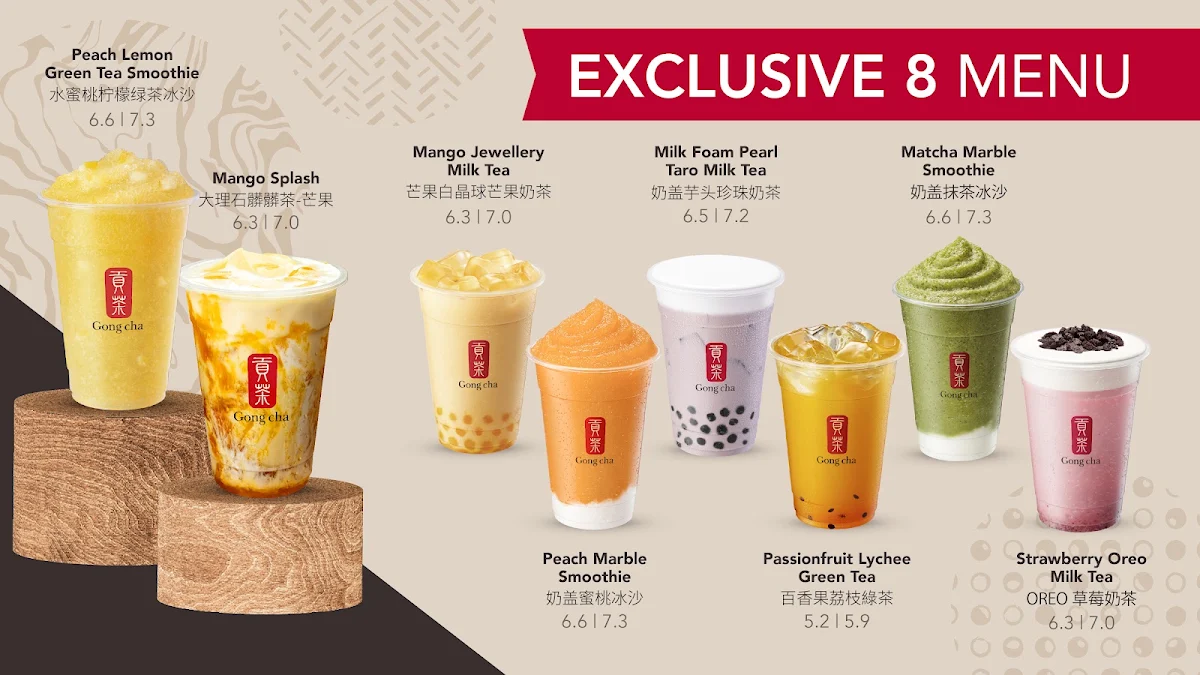 Menu, Gong cha and Arirang Hotdog Wilson