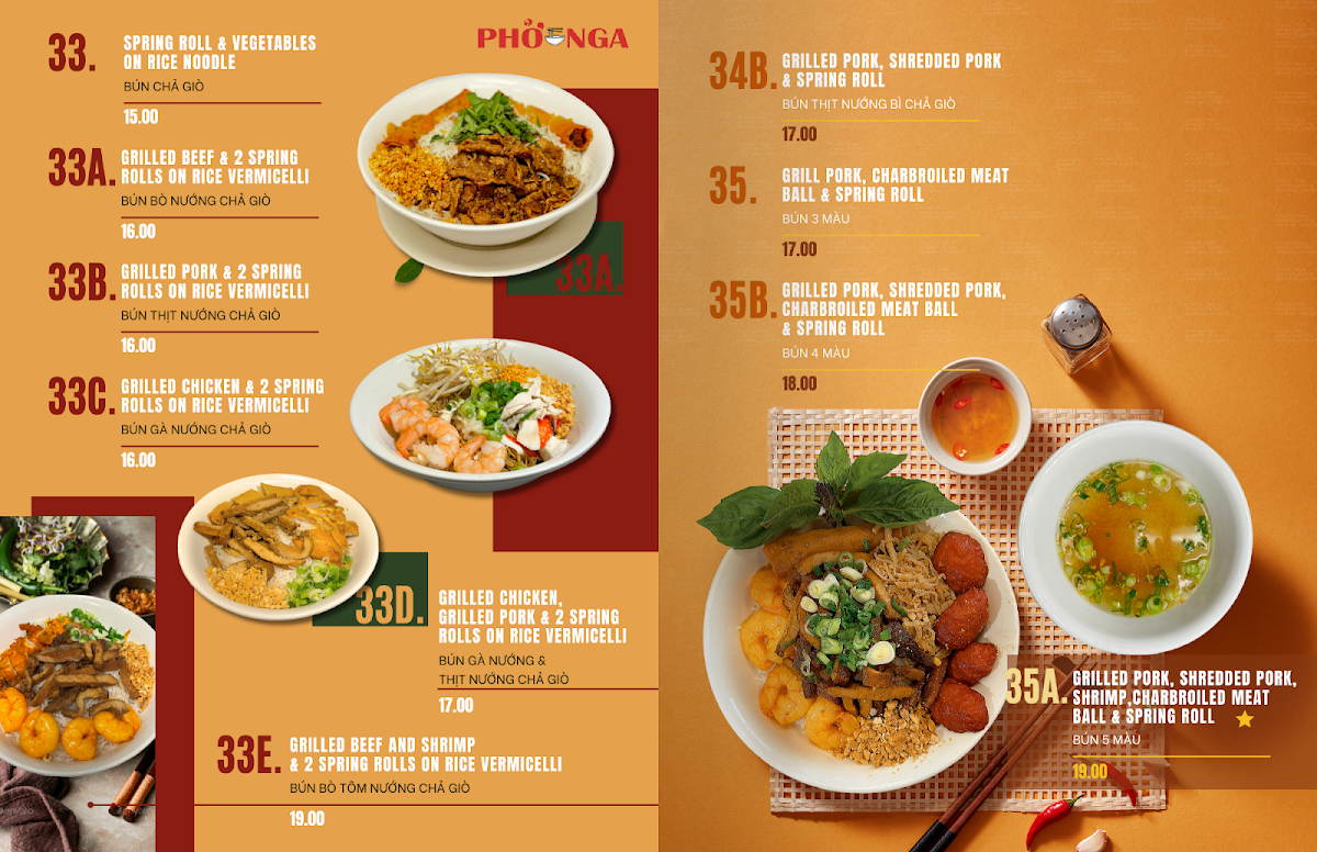 Menu, Pho Nga