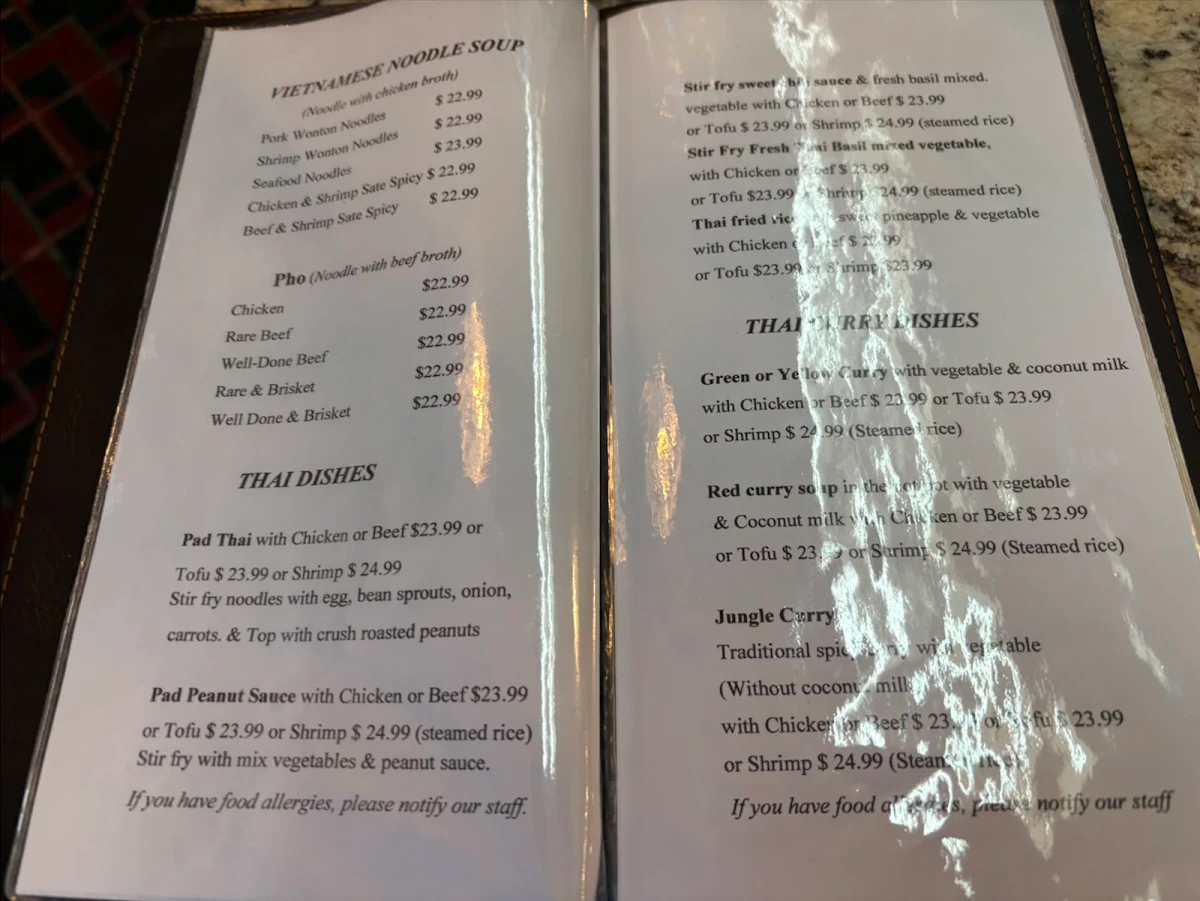 Menu, Red Pepper Thai-Viet II