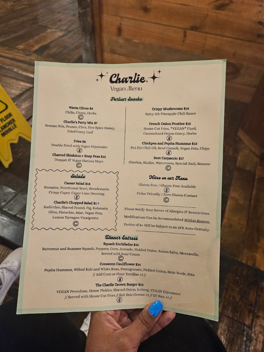 Menu, Charlie