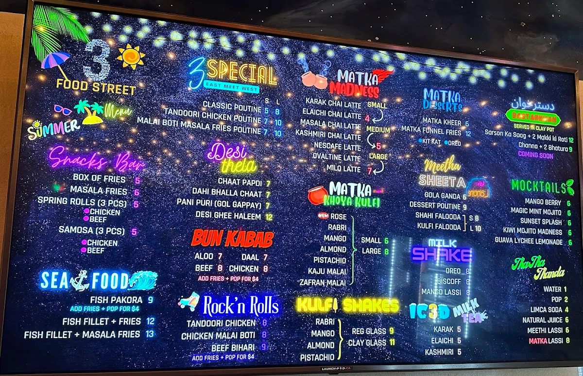 Menu, 3 Food Street