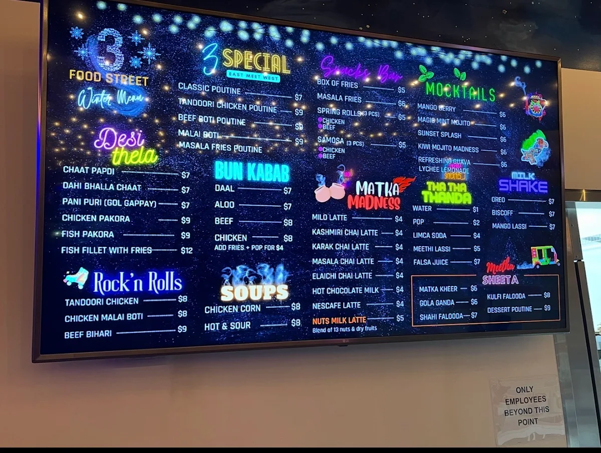 Menu, 3 Food Street
