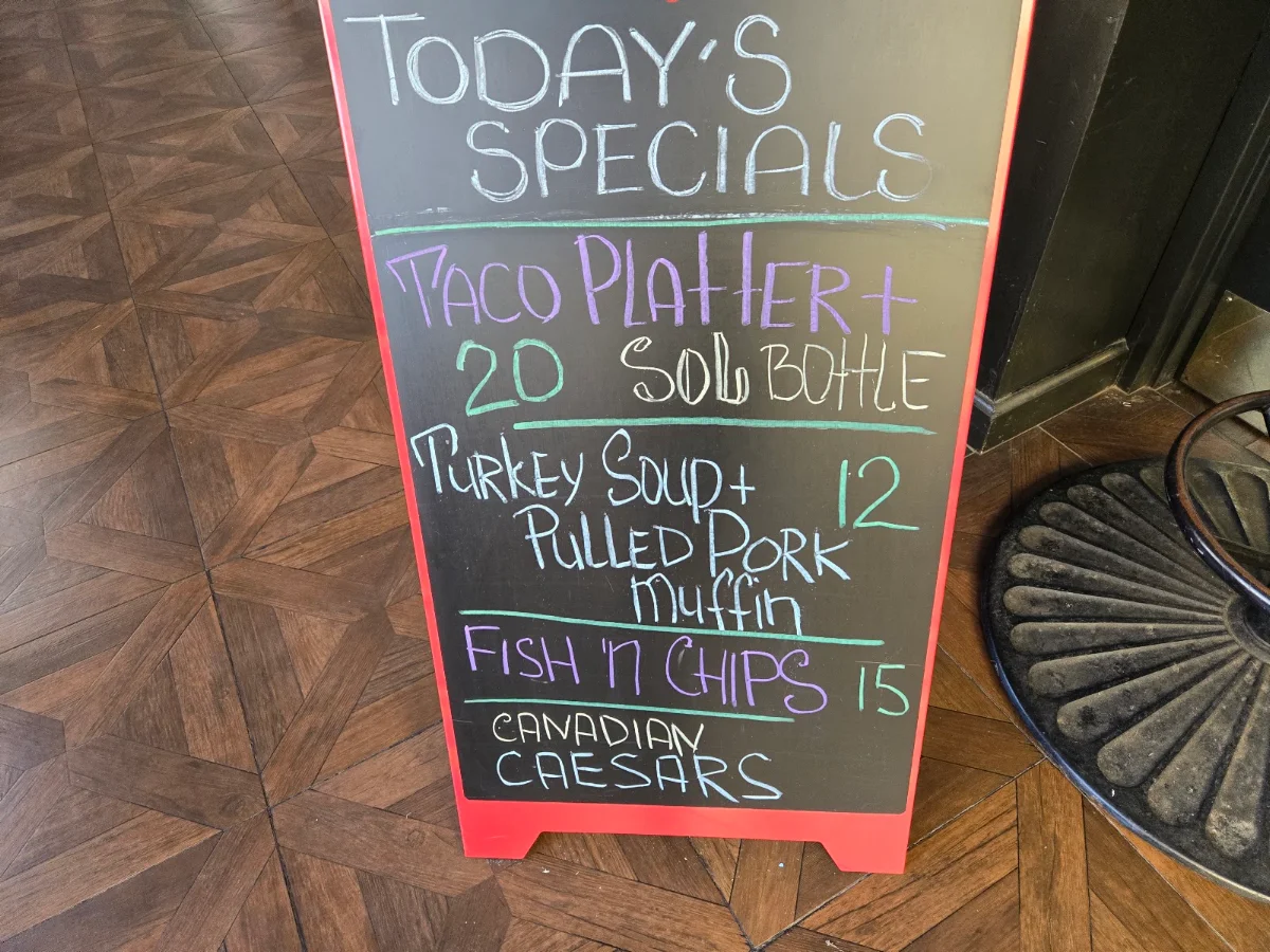 Menu, The Thirsty Duck Pub