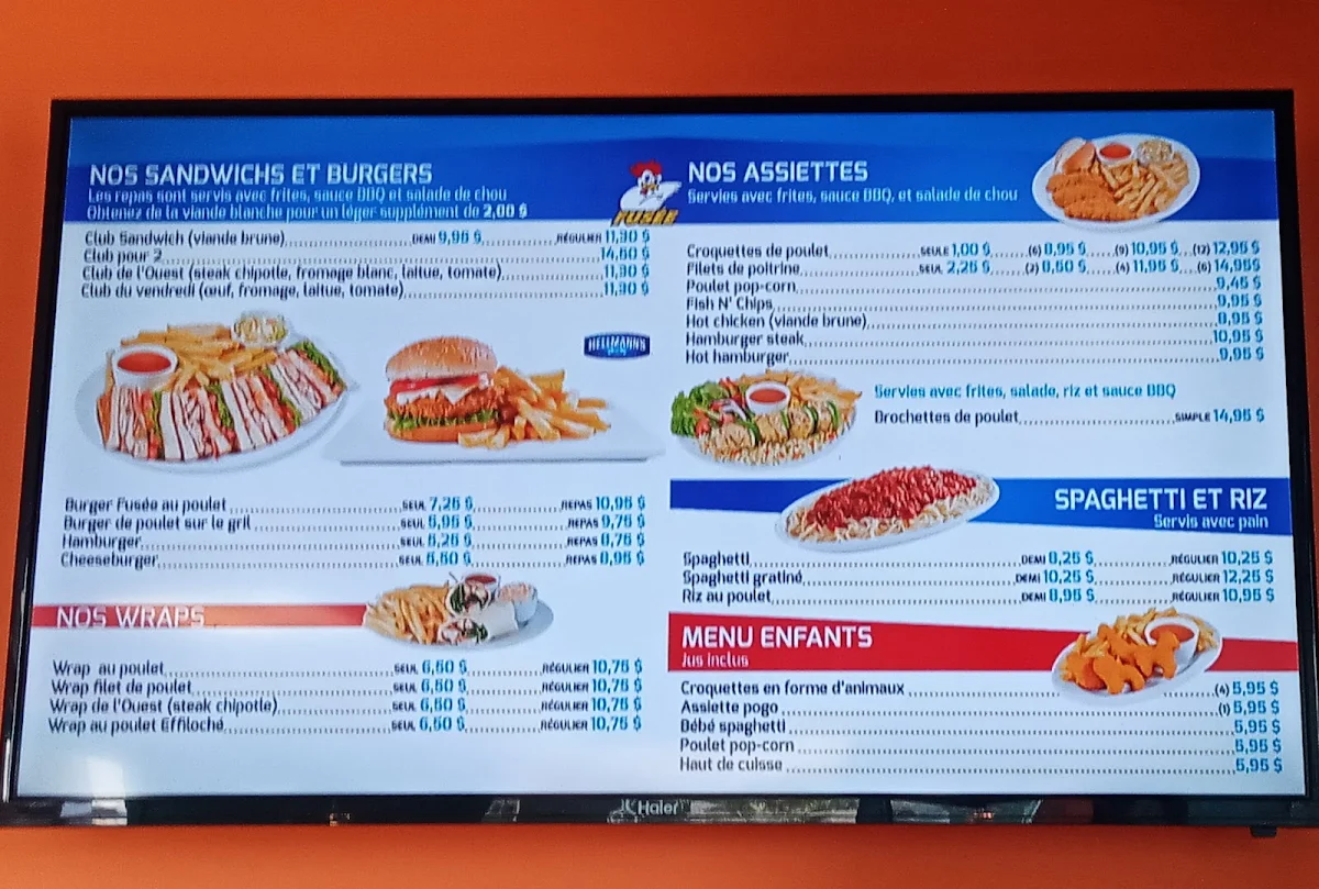 Menu, Rôtisseries Fusée