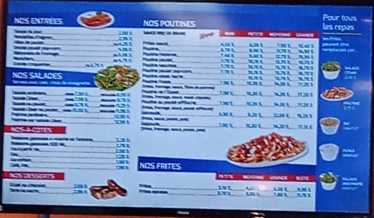 Menu, Rôtisseries Fusée