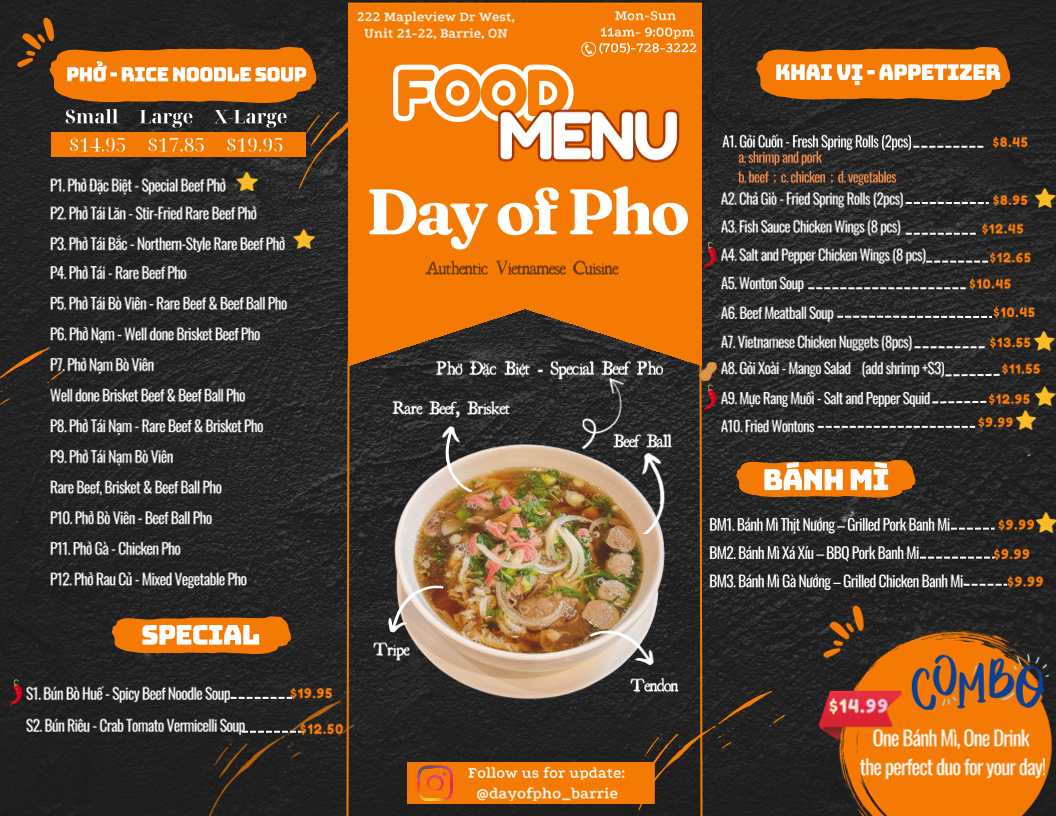 Menu, Day Of Pho