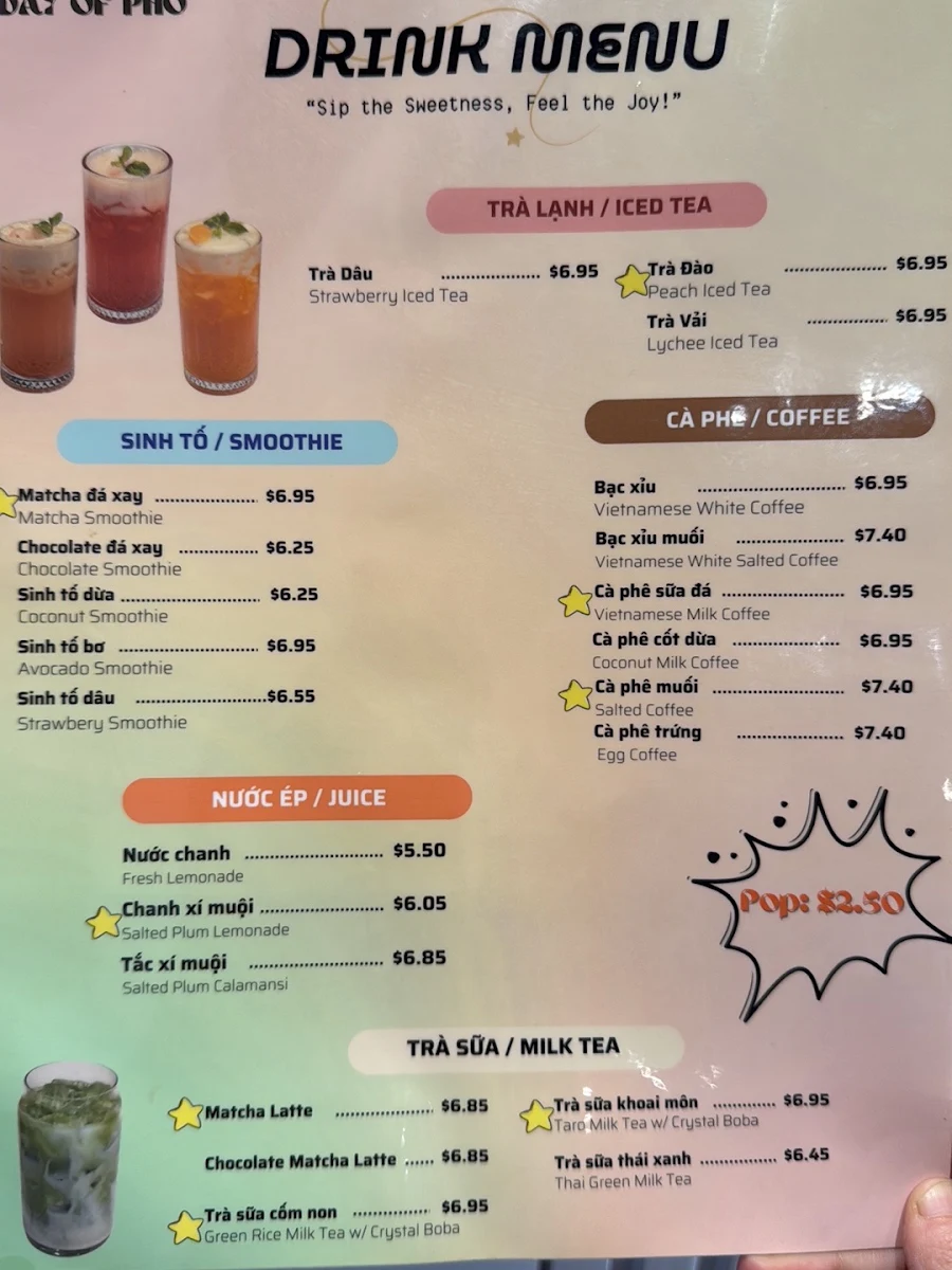 Menu, Day Of Pho