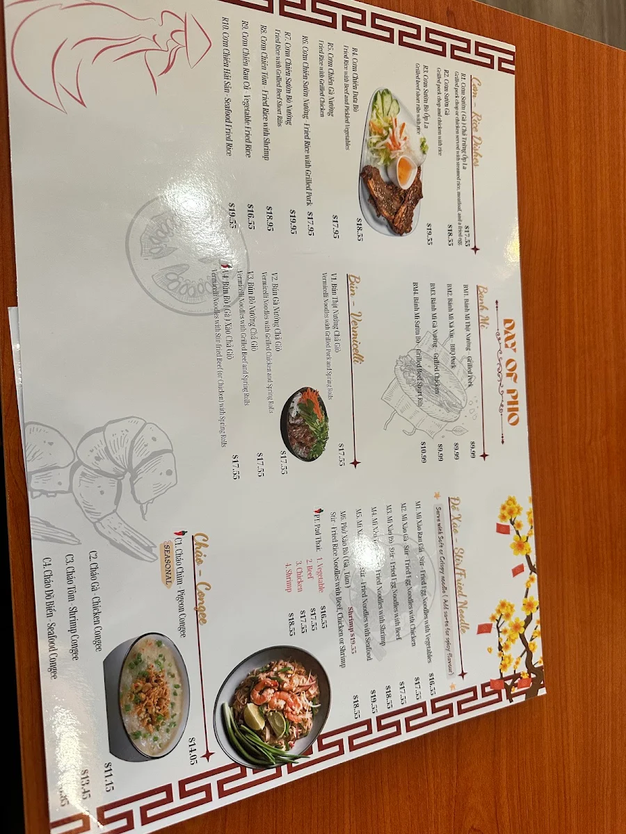 Menu, Day Of Pho