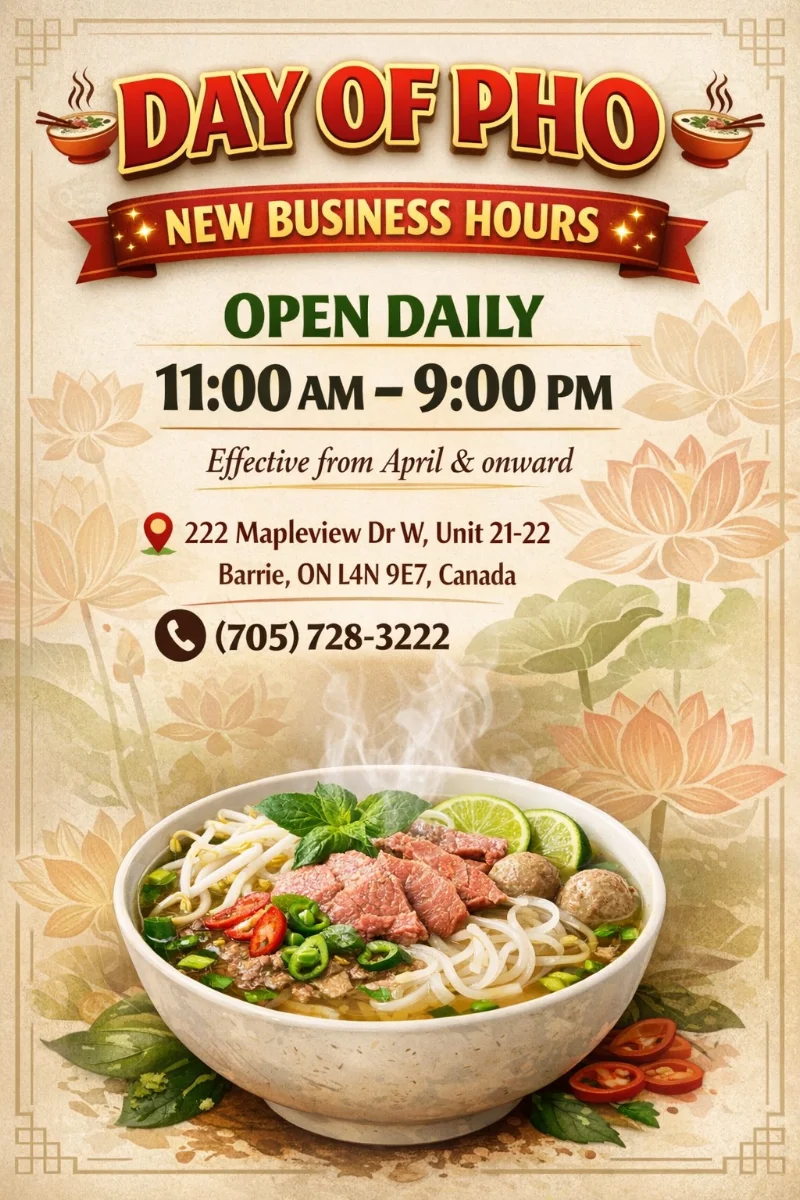 Menu, Day Of Pho