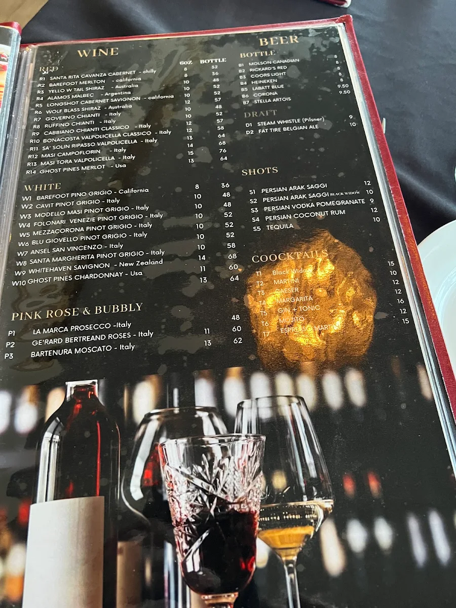 Menu, ParsItal Restaurant