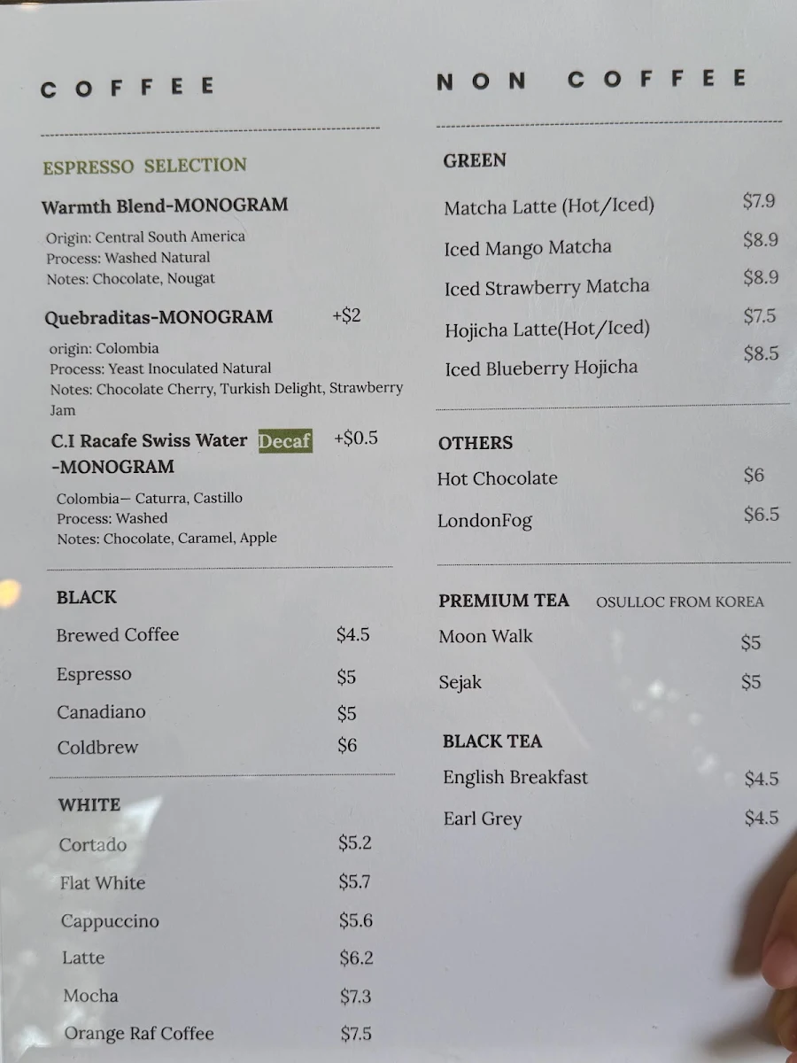 Menu, Nomad Coffee Bar Kitsilano