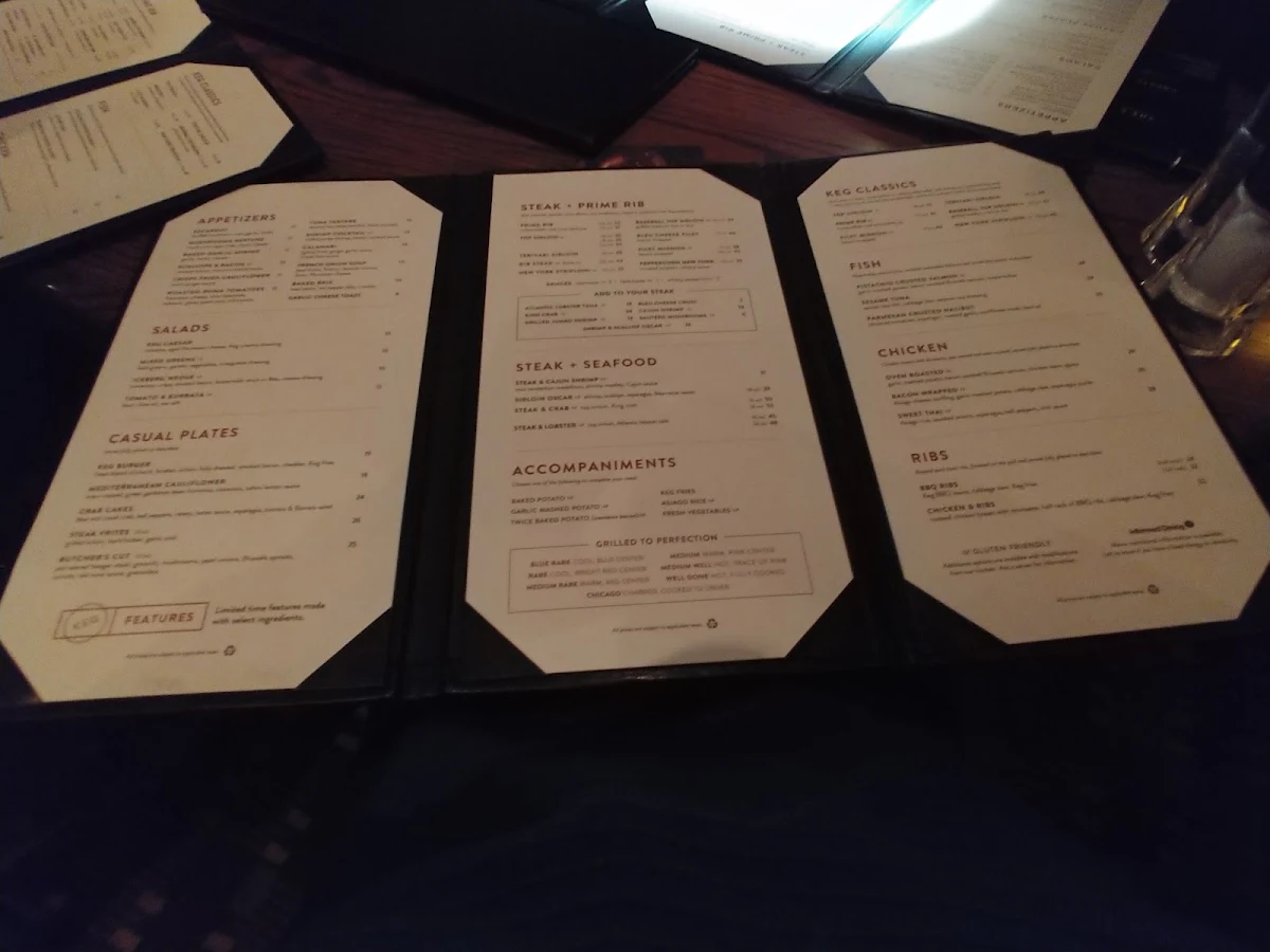 Menu, The Keg Steakhouse + Bar - Red Deer