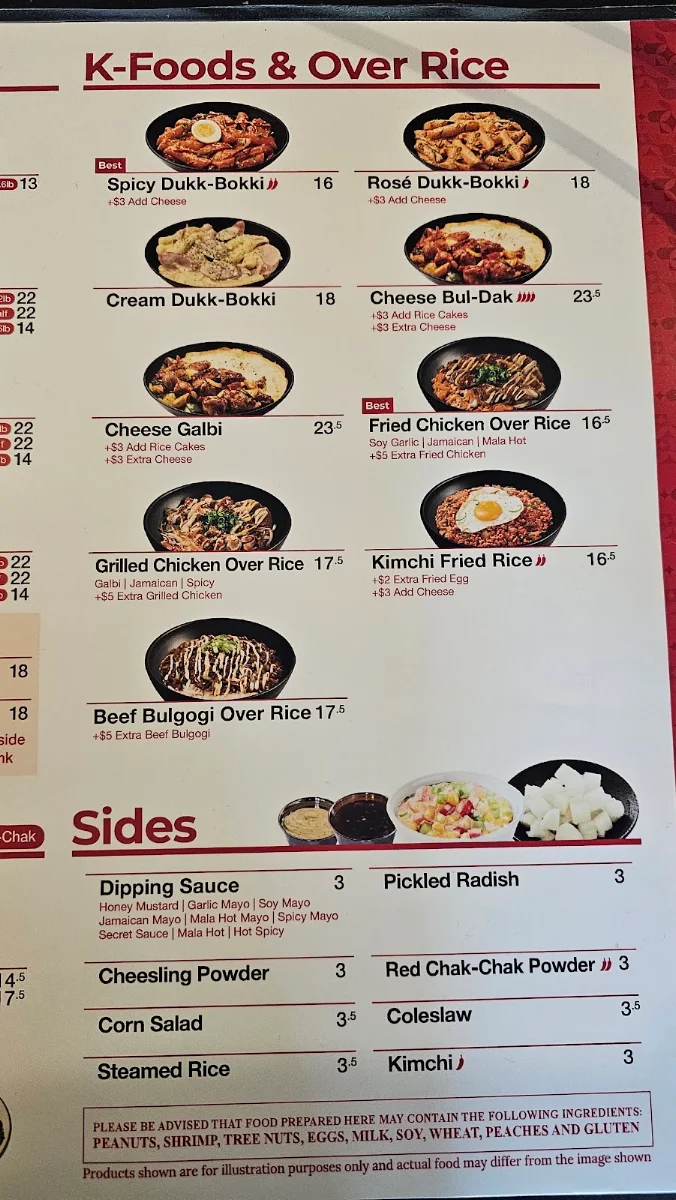 Menu, bb.q Chicken West Edmonton