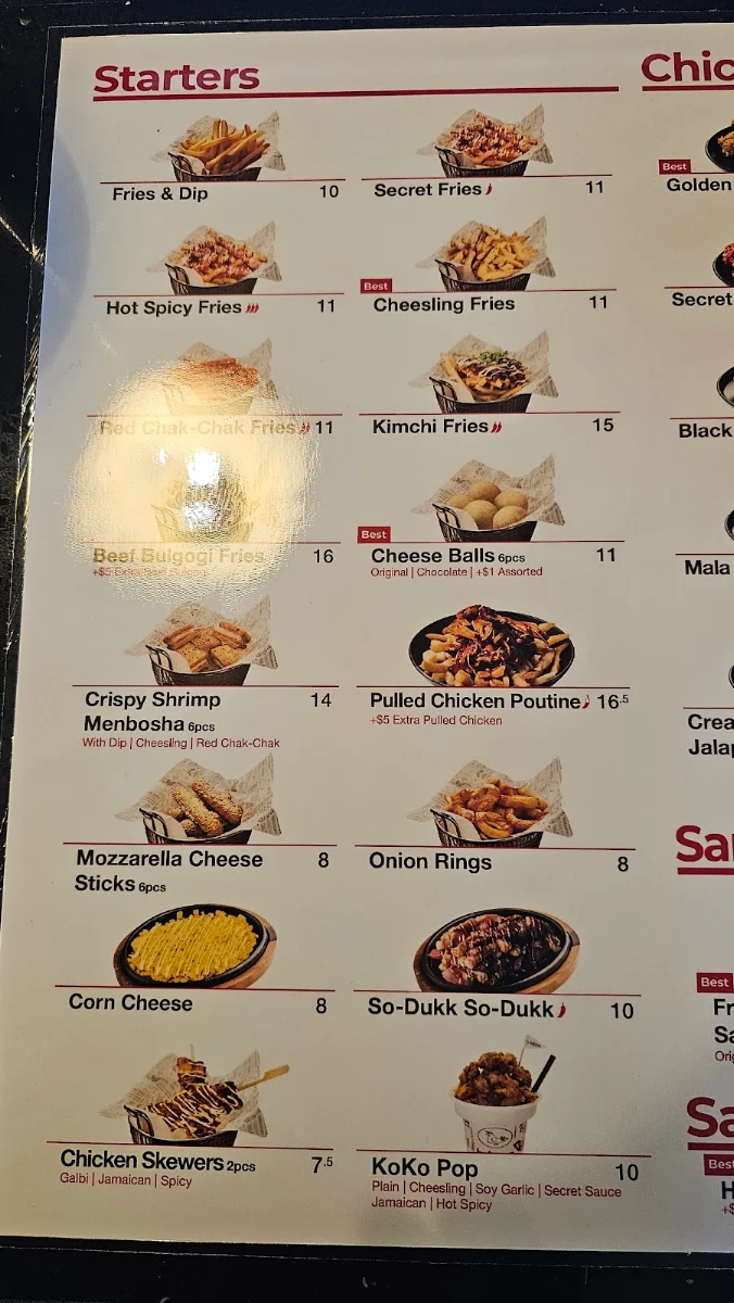 Menu, bb.q Chicken West Edmonton