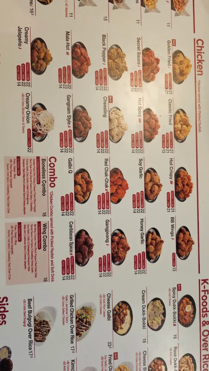 Menu, bb.q Chicken West Edmonton